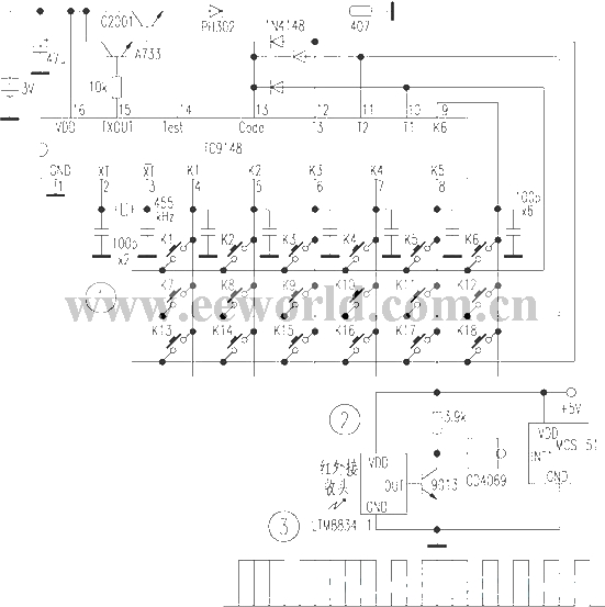 用ＴＣ９１４８遙控ＭＣＳ－５１單片機電路