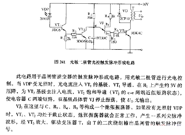 光敏二極管光控觸發脈沖形成電路