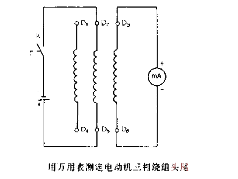 用萬用表測定電動機三相繞組頭尾