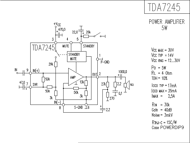 TDA7245 音響IC電路圖