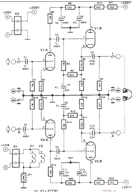 ECC822電子管耳機(jī)放大器電路圖