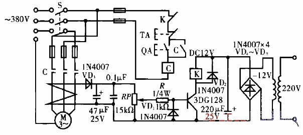 三相電動機缺相自動保護電路