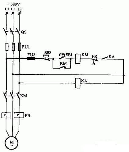 采用中間繼電器構成的簡易斷相保護電路