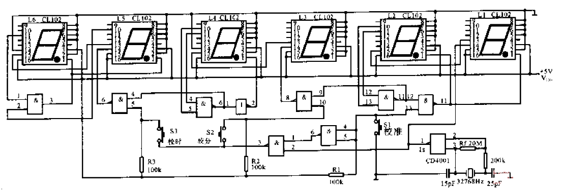 石英數字鐘的顯示電路