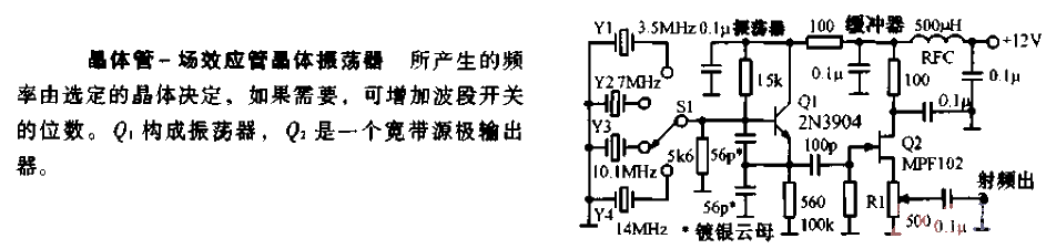 晶體管－場效應管晶體振蕩器電路圖