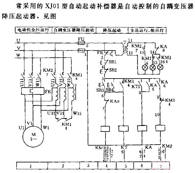 機電控制XJ01型自動起動補償器控制電路