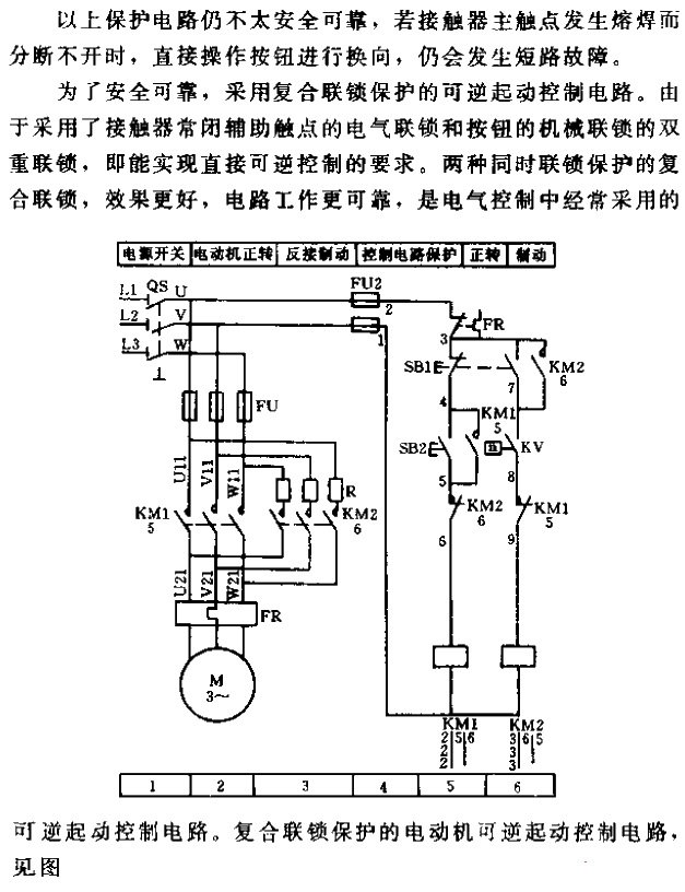 機電控制復合聯鎖保護的電動機可逆起動控制器電路