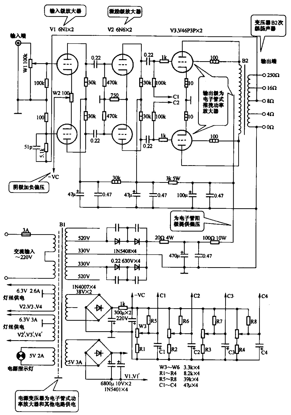 電子管式音頻功率放大電路