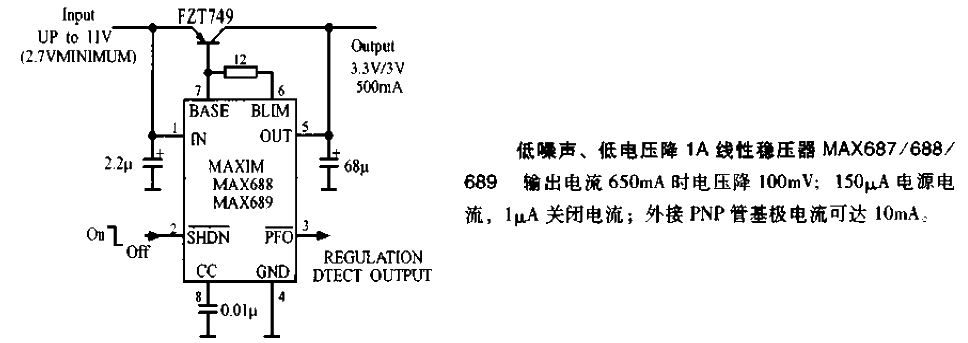 低噪聲低電壓降1A線性穩(wěn)壓器電路