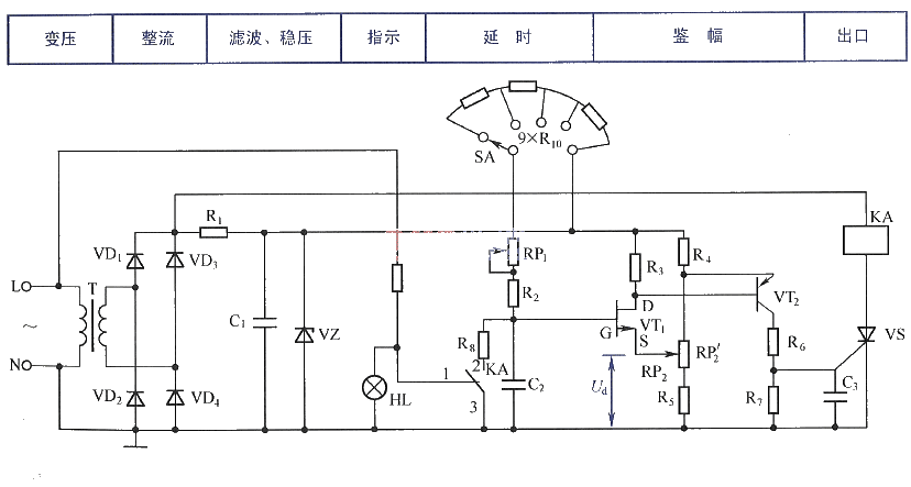 最實用基本圖解電路24－場效應管時間繼電器電路