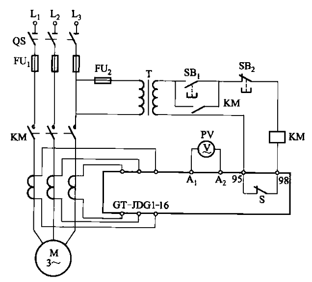GT-JDG1保護器配合電流互感器的電路