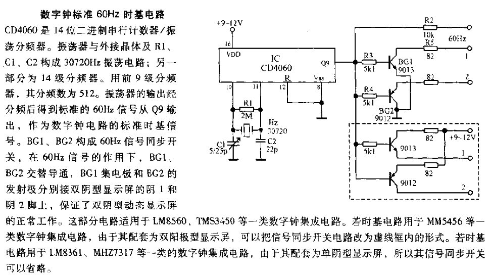 數字鐘標準60HZ時基電路