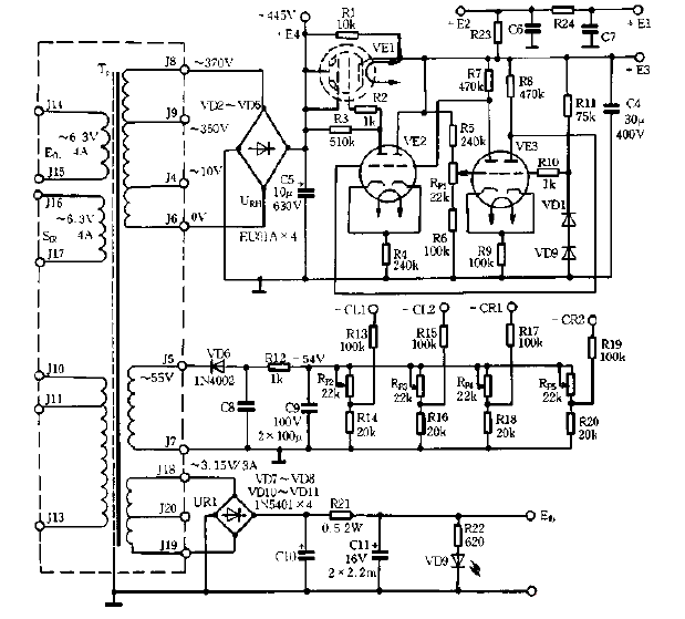 實用電子管機(jī)電源電路圖