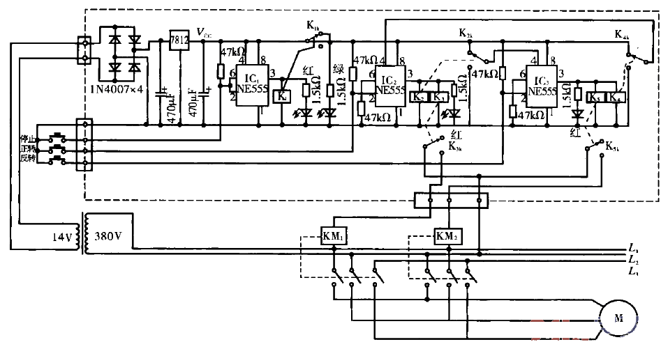三相電動機正反轉控制代換電路