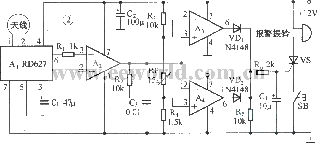 利用RD627構成的微波報警電路