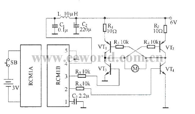 遙控玩具汽車電路(RCMlA/RCMlB構(gòu)成收發(fā)模塊)