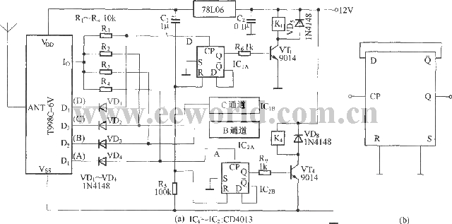 由T996／998C組成的雙穩(wěn)態(tài)開關(guān)控制電路