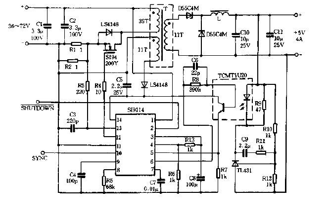 SI9114組成DC-DC典型應用電路圖
