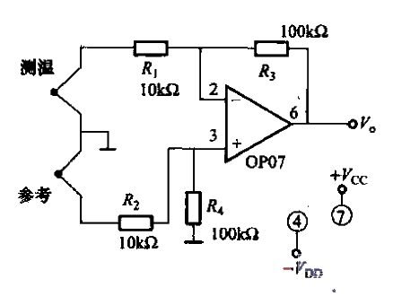 OP07構成的高穩(wěn)定熱電偶測溫放大電路
