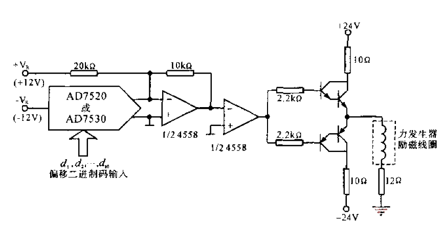 DA轉(zhuǎn)換器控制力發(fā)生器勵(lì)磁線圈電路