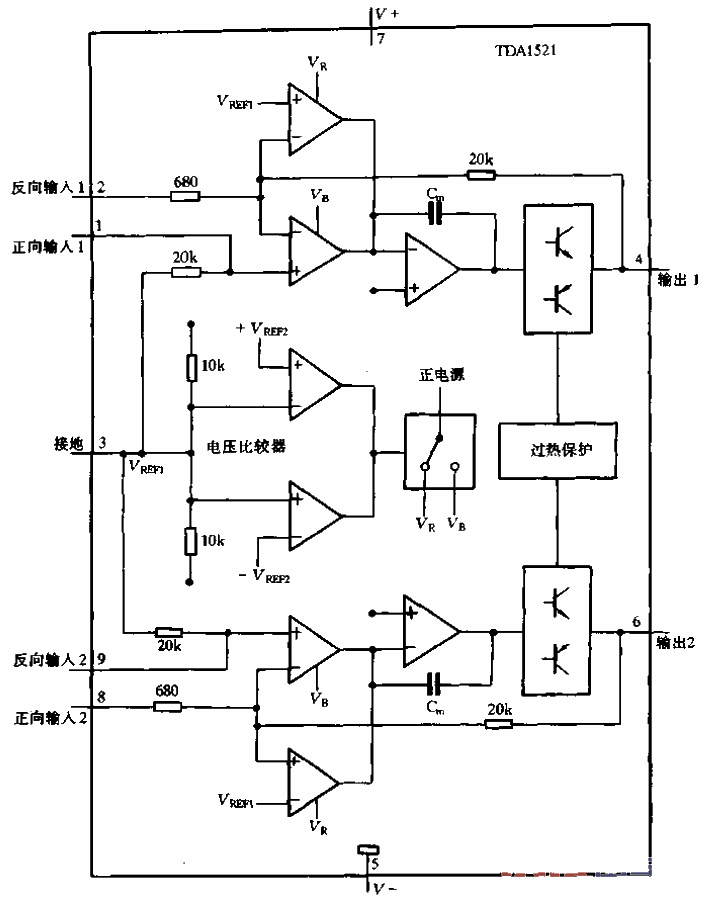 TDA1521的內(nèi)電路