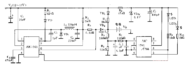 AIC1761,1766構成的充電器電路圖