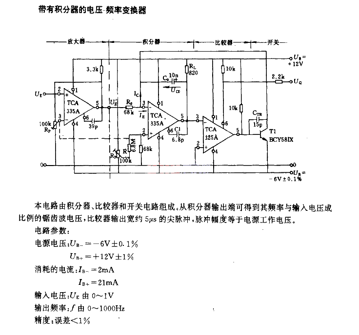 帶有積分器的電壓頻率變換器