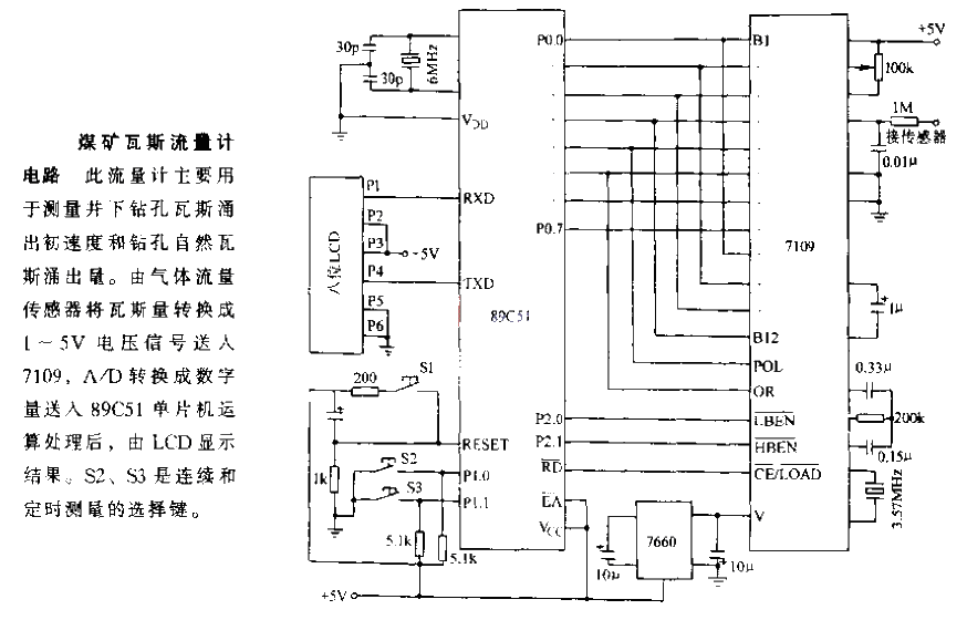 煤礦瓦斯流量計電路