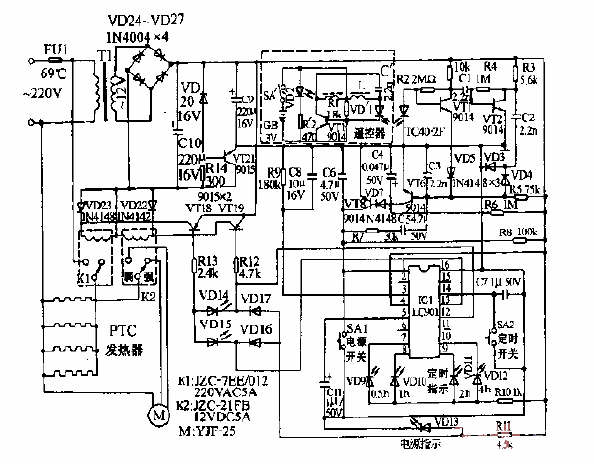 三樂牌NSP-120型遙控式電暖器電路圖