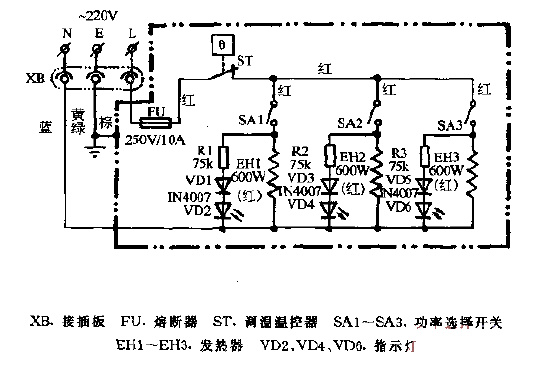 尚美牌PCQ-18型遠紅外電暖器電路圖