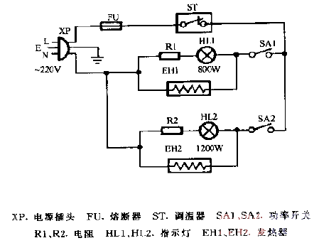 格力NDY-2000W11充油式電暖器電路圖