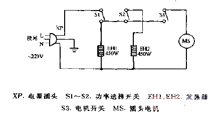 日聲牌NY-1型遠紅外搖擺電暖器電路圖