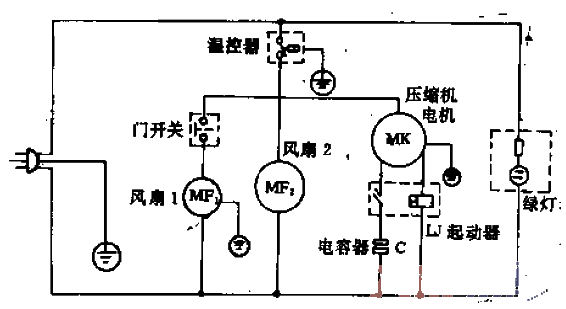 得貝牌SC45STIV、BC-347型電冰箱電路