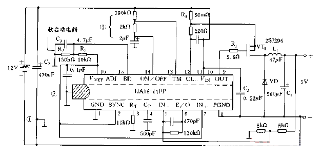 電源軟啟動典型應用電路圖