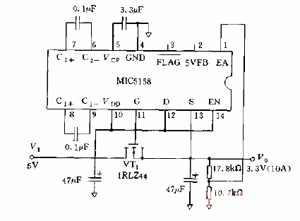 采用MIC5158構(gòu)成的電源電路圖