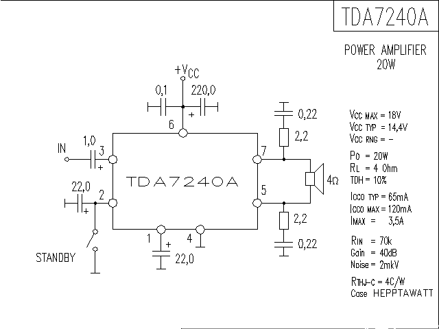 TDA7240A 功率放大器電路圖