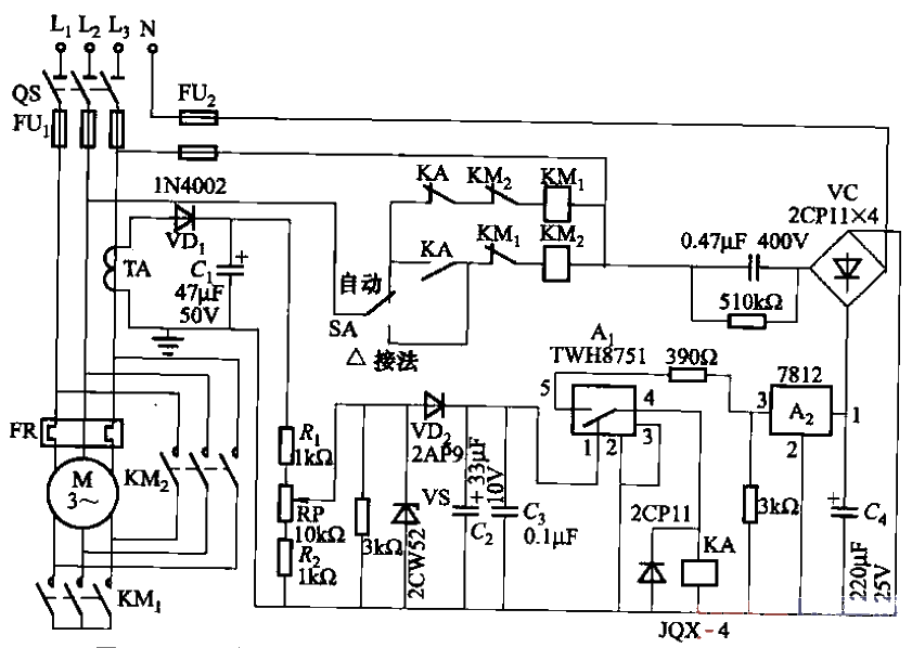 采用功率開關集成電路的Y-△自動轉換節電電路