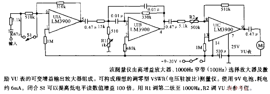 VSWR（電壓駐波比）測量儀電路
