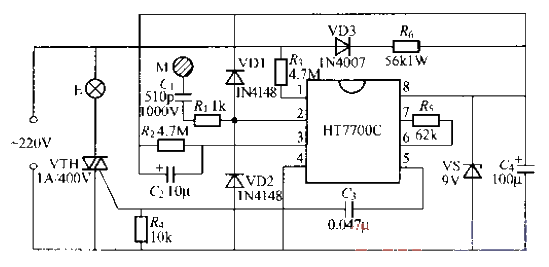 HT7700觸摸式無級調光燈電路