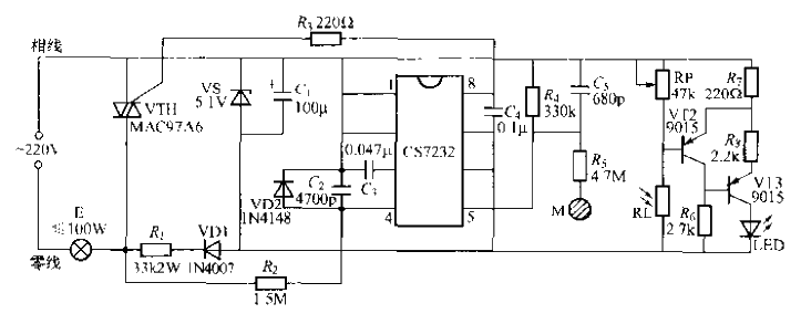 CS7232觸摸式無級調光燈電路（2）