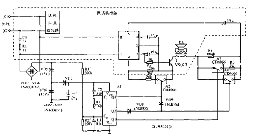 話機鈴聲自動調節電路圖