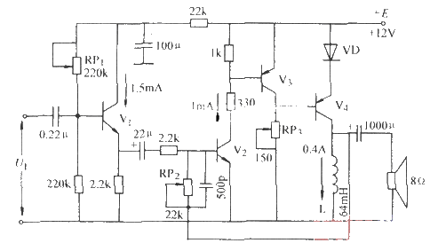 單管0TL功率放大電路圖