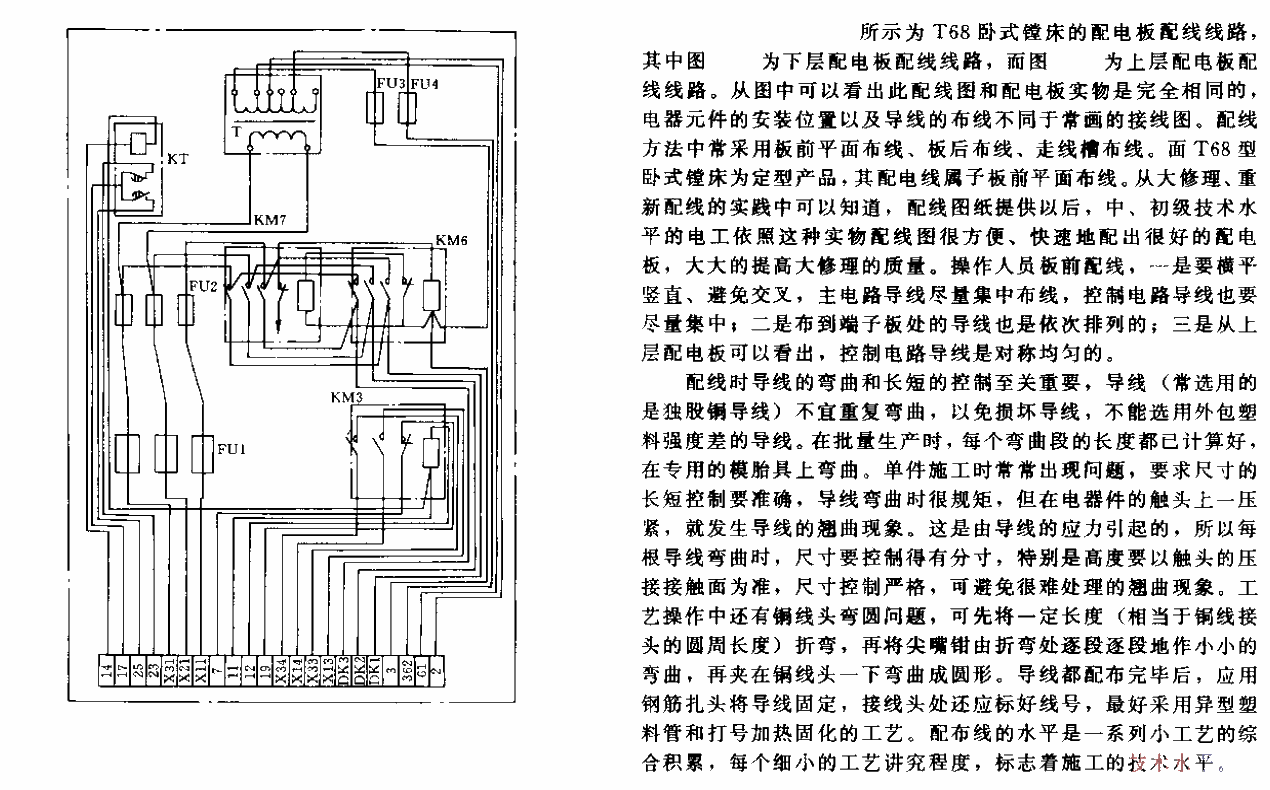 T68型臥式鏜床下層配電板配線圖電路