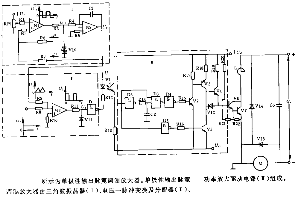 單極性輸出脈寬調制放大器電路