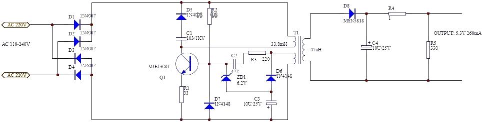 一款手機(jī)充電器電路圖