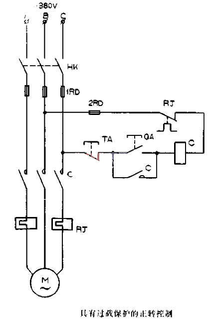 具有過載保護的正轉控制電路圖